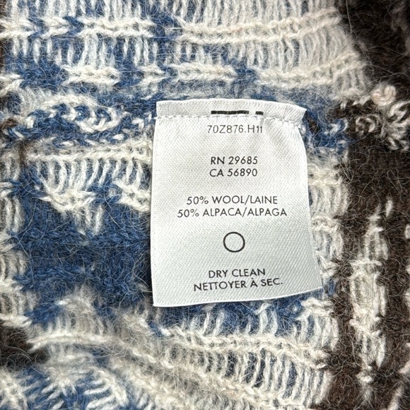 Pendleton Alpaca Wool Full Zip Sweater Size Small Petite Blue White - Picture 8 of 9
